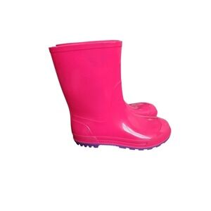 Glossy Puddle Jumper Pink Rain Boots Girls Size 2-3 Canadian Made Rubber